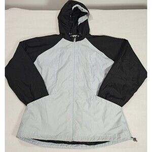 Vintage Reebok Jacket Mens Large Black Gray Windbreaker Zip Mock Neck 90s